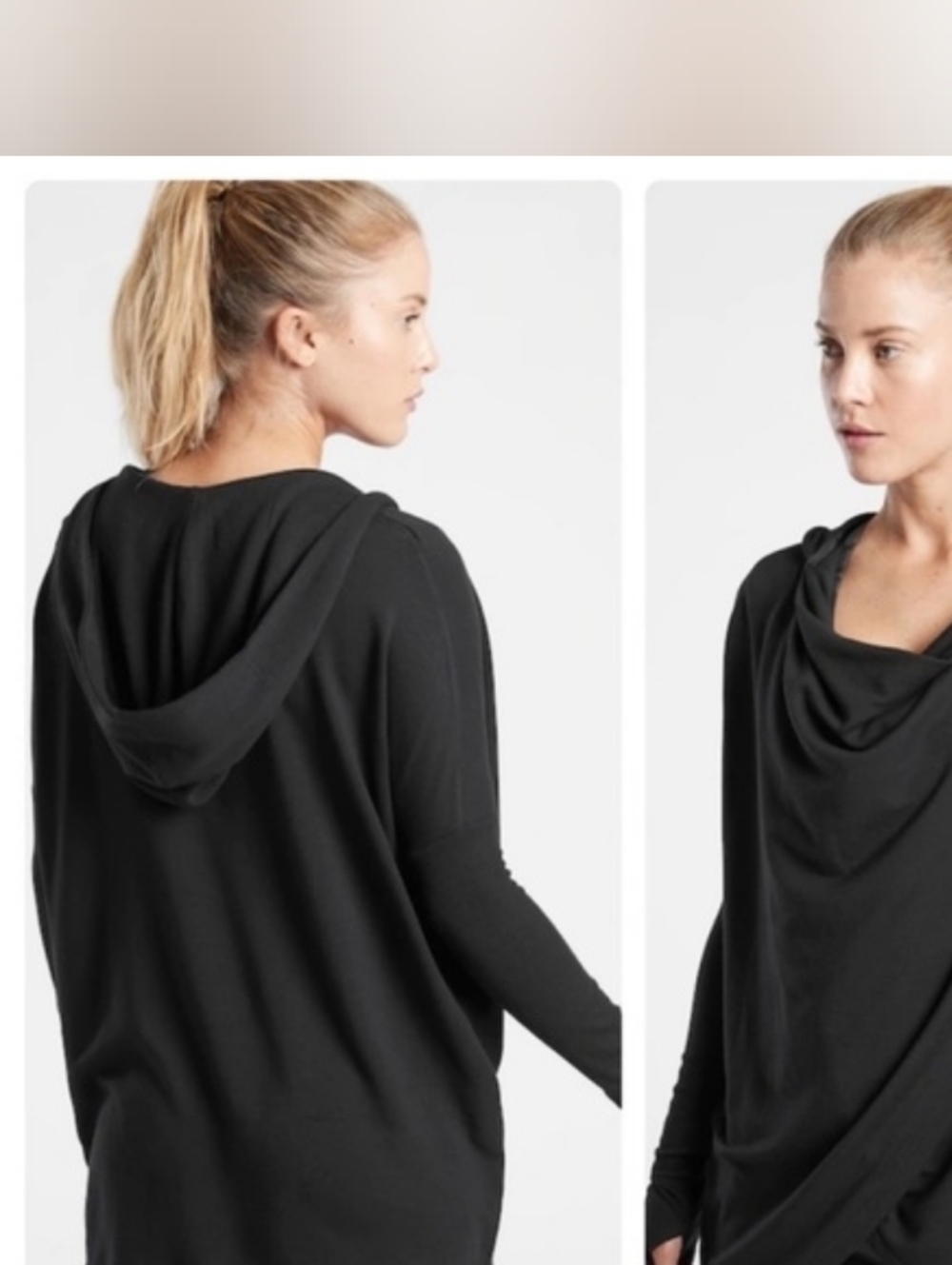 Athleta Black Hooded Tunic Pullover